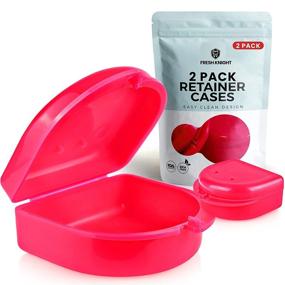 img 4 attached to 📦 2-Pack Retainer Case: Made in USA for Night Guards, Aligner Trays, Mouth Guards, Dentures, and Mouthguards. Bright Pink with Vent Holes