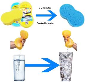 img 1 attached to Large Non-Scratch Car Wash Sponge Set - Multi-Use Cleaning Sponges for Washing, 🧽 Kitchen, and Bathroom - Bone Design Polishing Foam - 4PCS (2 Yellow, 2 Blue)