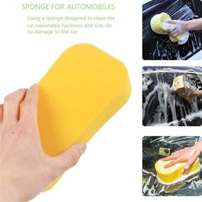 img 2 attached to Large Non-Scratch Car Wash Sponge Set - Multi-Use Cleaning Sponges for Washing, 🧽 Kitchen, and Bathroom - Bone Design Polishing Foam - 4PCS (2 Yellow, 2 Blue)