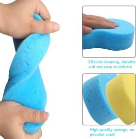 img 3 attached to Large Non-Scratch Car Wash Sponge Set - Multi-Use Cleaning Sponges for Washing, 🧽 Kitchen, and Bathroom - Bone Design Polishing Foam - 4PCS (2 Yellow, 2 Blue)