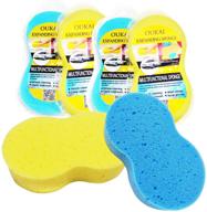 large non-scratch car wash sponge set - multi-use cleaning sponges for washing, 🧽 kitchen, and bathroom - bone design polishing foam - 4pcs (2 yellow, 2 blue) logo