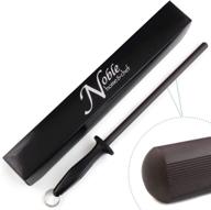 enhance your chef skills with the noble home & chef professional 11.5 inch ceramic honing rod featuring 2 grit options, firm-grip handle, hanging ring, and high-quality japanese ceramic. perfect for chefs! (black, 2000/3000 grit) logo