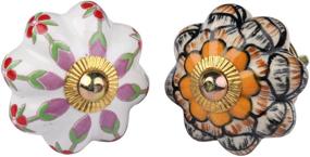 img 1 attached to 🌸 25-Pack of Hand-Painted Antique Floral Cupboard Pull Knobs - Multicolor Ceramic Knobs for Cabinet, Dresser, Drawer, and Furniture (Round)