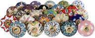 🌸 25-pack of hand-painted antique floral cupboard pull knobs - multicolor ceramic knobs for cabinet, dresser, drawer, and furniture (round) logo