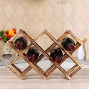 img 4 attached to 🍷 Wooden Stackable Wine Cellar Racks - Ferfil Wine Rack, Countertop Wine Storage, 10 Bottle Capacity, Foldable Tabletop Free Standing Wine Bottle Stand Holder Display Shelf for Home Kitchen Bar Cabinets