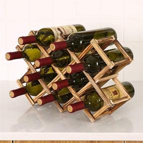 img 2 attached to 🍷 Wooden Stackable Wine Cellar Racks - Ferfil Wine Rack, Countertop Wine Storage, 10 Bottle Capacity, Foldable Tabletop Free Standing Wine Bottle Stand Holder Display Shelf for Home Kitchen Bar Cabinets