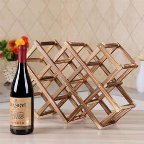 img 3 attached to 🍷 Wooden Stackable Wine Cellar Racks - Ferfil Wine Rack, Countertop Wine Storage, 10 Bottle Capacity, Foldable Tabletop Free Standing Wine Bottle Stand Holder Display Shelf for Home Kitchen Bar Cabinets