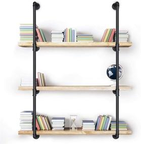 img 1 attached to 📚 Set of 2, 3/4 Inches Malleable Cast Iron Pipe, 4 Tier Vintage Industrial Wall Mount Bookshelf Shelving Unit - DIY Open Bookshelf, Shelf Shelves for Home Improvement and Kitchen