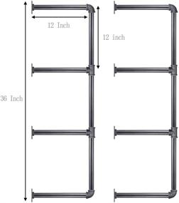 img 3 attached to 📚 Set of 2, 3/4 Inches Malleable Cast Iron Pipe, 4 Tier Vintage Industrial Wall Mount Bookshelf Shelving Unit - DIY Open Bookshelf, Shelf Shelves for Home Improvement and Kitchen