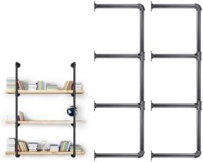 img 4 attached to 📚 Set of 2, 3/4 Inches Malleable Cast Iron Pipe, 4 Tier Vintage Industrial Wall Mount Bookshelf Shelving Unit - DIY Open Bookshelf, Shelf Shelves for Home Improvement and Kitchen