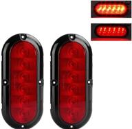 🚦 npauto 2pcs 6" oval trailer tail lights: red 6 led stop turn brake light, waterproof for rv truck boat logo