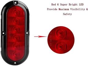 img 2 attached to 🚦 NPAUTO 2Pcs 6" Oval Trailer Tail Lights: Red 6 LED Stop Turn Brake Light, Waterproof for RV Truck Boat