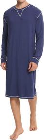 img 4 attached to 🌙 Men's SWOMOG Nightshirt with Crewneck Sleeve for Comfortable Sleep & Lounge