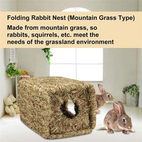 img 2 attached to 🐇 Natural Grass Foldable Bed Hut for Rabbits, Small Animals - Handcrafted Hideaway, Hideout Hut Toy Playhouse