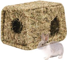 img 4 attached to 🐇 Natural Grass Foldable Bed Hut for Rabbits, Small Animals - Handcrafted Hideaway, Hideout Hut Toy Playhouse