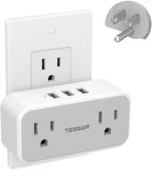 🔌 tessan multi plug outlet extender with usb: double electrical outlet splitter with 3 usb wall charger - ideal for travel, home, office, dorm logo