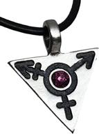 🌈 pewter transgender lgbt gay triangle pendant on leather with swarovski crystal accent logo