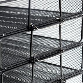 img 1 attached to 📚 Black Metal Mesh Document Organizer for School Office - LUCYCAZ Letter Tray, 4 Tier Stackable Paper Tray File Organizer for Desk