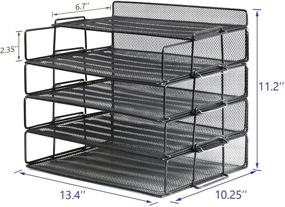 img 2 attached to 📚 Black Metal Mesh Document Organizer for School Office - LUCYCAZ Letter Tray, 4 Tier Stackable Paper Tray File Organizer for Desk