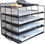 📚 black metal mesh document organizer for school office - lucycaz letter tray, 4 tier stackable paper tray file organizer for desk логотип