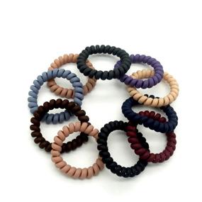 img 3 attached to 🌀 Matte Spiral Hair Ties Set - 20 Colorful Hair Accessories, No Crease Coil Hair Ties for Women and Girls