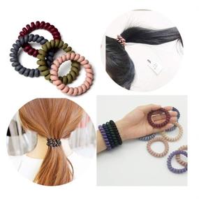 img 1 attached to 🌀 Matte Spiral Hair Ties Set - 20 Colorful Hair Accessories, No Crease Coil Hair Ties for Women and Girls