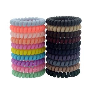 img 4 attached to 🌀 Matte Spiral Hair Ties Set - 20 Colorful Hair Accessories, No Crease Coil Hair Ties for Women and Girls