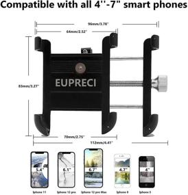 img 2 attached to 🚴 Велосипедный держатель для телефона, мотоциклетный держатель для телефона, держатель для сотового телефона с велосипедами с 2 ремнями, держатель для телефона EUPRECI из алюминиевого сплава 360° для велосипеда на руле - подходит для iPhone 7/8/XS/11/12 Pro Max, Samsung 4-7 дюймовых телефонов