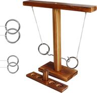 🎮 interactive fast-paced hook ring game for adults and kids: handmade wooden toy for parties, bars, and home entertainment (brown) logo