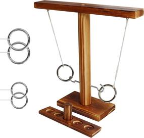 img 4 attached to 🎮 Interactive Fast-paced Hook Ring Game for Adults and Kids: Handmade Wooden Toy for Parties, Bars, and Home Entertainment (Brown)