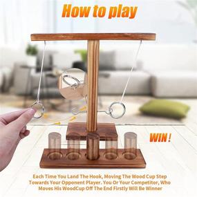 img 2 attached to 🎮 Interactive Fast-paced Hook Ring Game for Adults and Kids: Handmade Wooden Toy for Parties, Bars, and Home Entertainment (Brown)