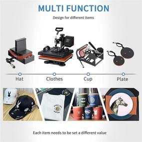 img 1 attached to 👕 SURPCOS 5 in 1 Heat Press Machine for T-Shirts - 12"x15" Digital Sublimation Printer with 360-Degree Swing Away Function - Ideal for Tshirt Printing, Hats, Mugs, Plates, Caps, Bottles