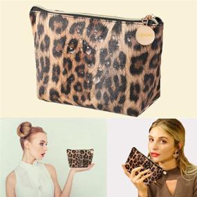 img 2 attached to 🐆 Leopard Print Makeup Bag: Stylish Travel Cosmetic Pouch for Women and Girls