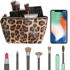 img 3 attached to 🐆 Leopard Print Makeup Bag: Stylish Travel Cosmetic Pouch for Women and Girls