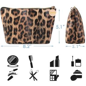 img 1 attached to 🐆 Leopard Print Makeup Bag: Stylish Travel Cosmetic Pouch for Women and Girls