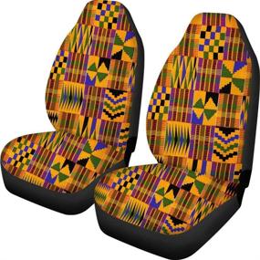 img 4 attached to BIGCARJOB African Tribal Print Car Seat Cover Retro Front Seat Covers Only