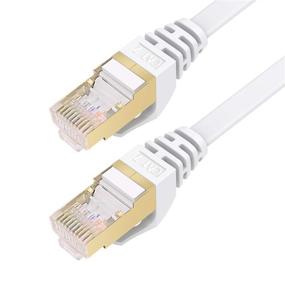 img 2 attached to 🔌 Высокоскоростной кабель Ethernet CAT 7 75 футов - экранированный плоский сетевой компьютерный кабель для интернета, быстрее, чем CAT5e/CAT5/CAT6 - кабель высокоскоростной локальной сети с разъемами RJ45 для роутера, модема, Xbox - белый.