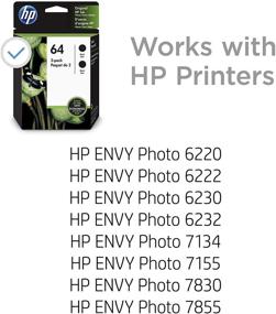 img 3 attached to 🖨️ HP 64 Black Ink Cartridges for HP ENVY Photo & Tango Series - 3YP22AN
