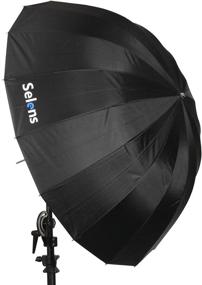 img 1 attached to Selens 51 Inch Professional Parabolic Reflective Lighting Umbrella: Ideal for Portrait Photography with 16 Rods and 18.5 Inch Depth, Black/Silver Reflective Umbrella for Studio Lighting