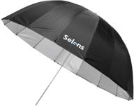 selens 51 inch professional parabolic reflective lighting umbrella: ideal for portrait photography with 16 rods and 18.5 inch depth, black/silver reflective umbrella for studio lighting logo