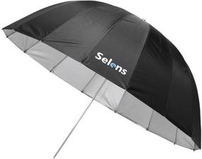 img 4 attached to Selens 51 Inch Professional Parabolic Reflective Lighting Umbrella: Ideal for Portrait Photography with 16 Rods and 18.5 Inch Depth, Black/Silver Reflective Umbrella for Studio Lighting