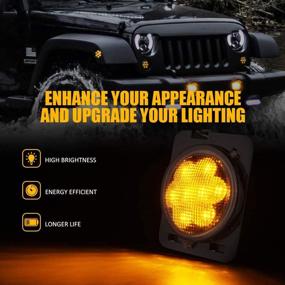 img 3 attached to 🚙 Enhance Your Jeep Wrangler: Xprite Smoked Lens LED Side Maker Lights for 2007-2018, Amber Front Fender Flares Parking Turn Indicator Lamp