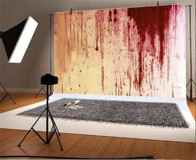 img 2 attached to 🎃 Laeacco Halloween Theme Backdrop: 7x5ft Vinyl Photography Background for Zombie Party, Trick or Treat, Child Baby Shoot - Grunge Weathered Blood Splashed Cement Wall - Perfect Studio Props for Violent Film Occasion & Screen Screen