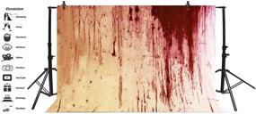 img 1 attached to 🎃 Laeacco Halloween Theme Backdrop: 7x5ft Vinyl Photography Background for Zombie Party, Trick or Treat, Child Baby Shoot - Grunge Weathered Blood Splashed Cement Wall - Perfect Studio Props for Violent Film Occasion & Screen Screen