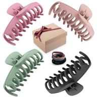 💇 gifeel big hair claw clips, 4.33 inch non-slip large claw hair clips for women with thin hair, strong hold banana matte jaw hair clips for thick hair, fashion hair styling accessories - available in 4 colors (4 packs) logo