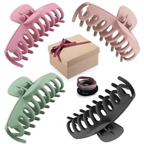 img 4 attached to 💇 Gifeel Big Hair Claw Clips, 4.33 Inch Non-Slip Large Claw Hair Clips for Women with Thin Hair, Strong Hold Banana Matte Jaw Hair Clips for Thick Hair, Fashion Hair Styling Accessories - Available in 4 Colors (4 Packs)
