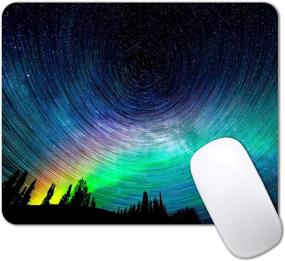 img 4 attached to 🌌 IMAYONDIA Beautiful Night Sky Mouse Pad: Enhance Gaming Experience with Stunning Forest Nature View, Non-Slip & Waterproof, Rainbow Design - 9.5 x 7.9 Inch