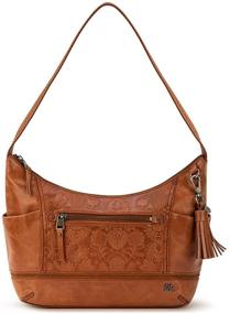 img 4 attached to 👜 Кожаная сумка Kendra Leather Tobacco с тиснением для женщин + кошельки - коллекция Hobo Bags