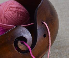 img 1 attached to Katech Wooden Yarn Bowl: Efficient Empty Yarn Storage Organizer 🧶 with Yarn-Threaded Holes - Craft Knitting & Crochet Yarn Balls Holder