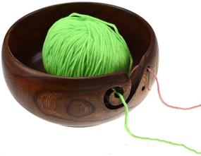 img 4 attached to Katech Wooden Yarn Bowl: Efficient Empty Yarn Storage Organizer 🧶 with Yarn-Threaded Holes - Craft Knitting & Crochet Yarn Balls Holder